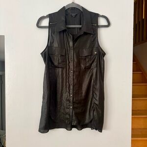 Guess Black Sleeveless Button Down Shirt